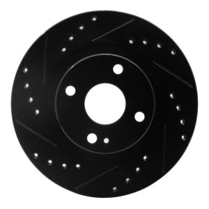 Mazda Protege Brake Rotor (1) - Front Left - R1 Concepts - Drilled & Slotted - Black - `99-`03